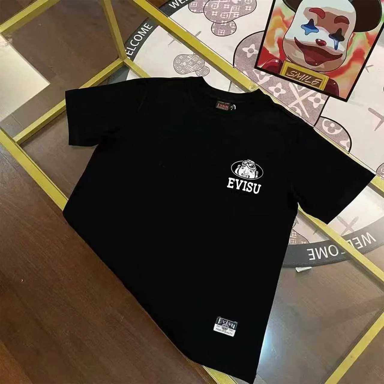 EVISU 2025 M T Sizes S-XXL 5 Black White Size S M L XL XXL S 44 108 68 100-120 M 46 114 70 120-140 L 48 116 72 140-160 XL 50 120 74 160-180 XXL 52 124 76 180